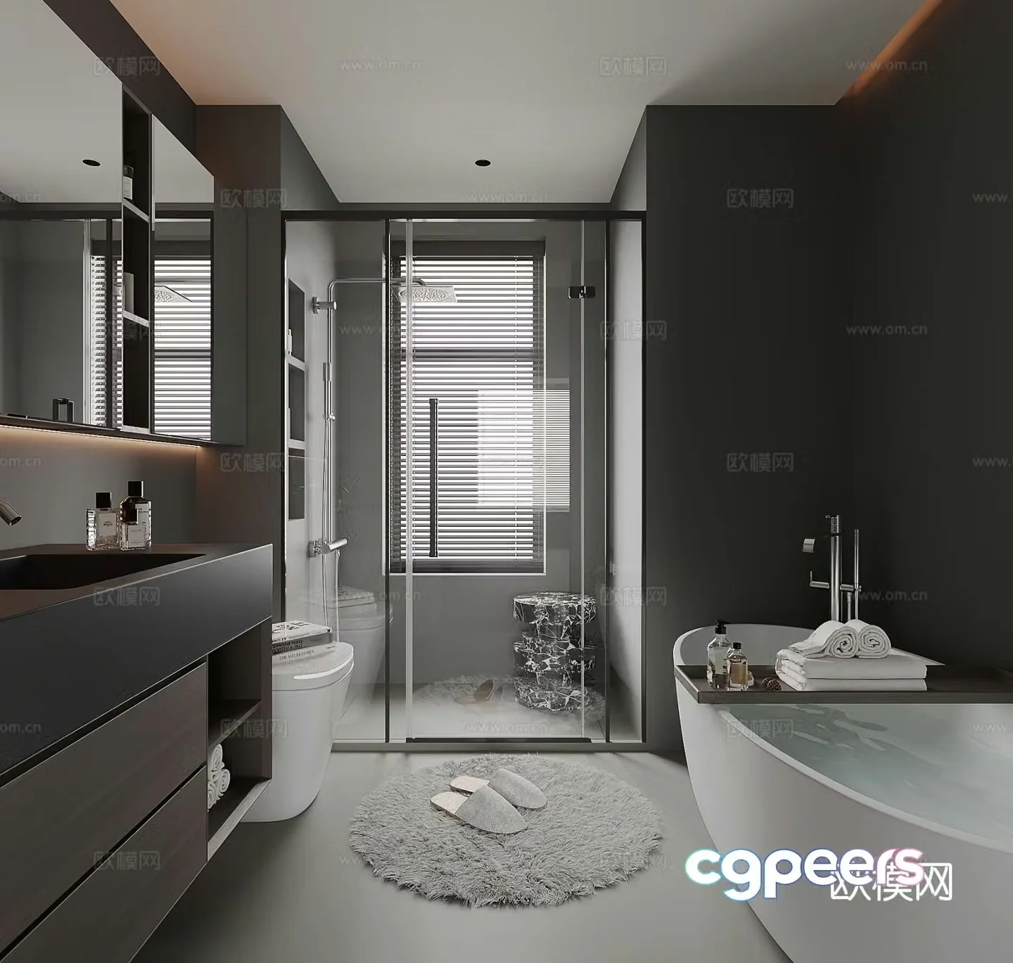 Premium gray bathroom bathroom 3d model