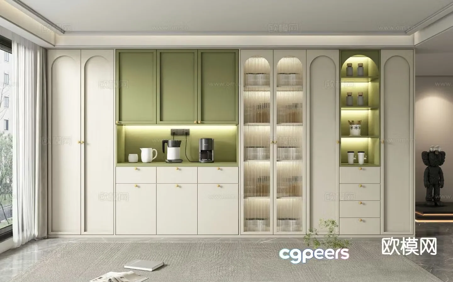 French wine cabinet sideboard 3d model