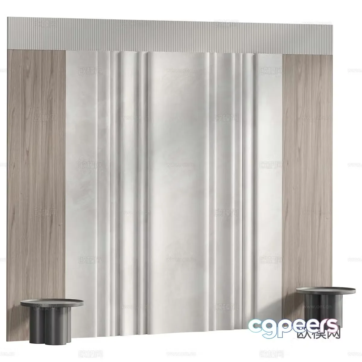 New Chinese style bedside background wall 3D model
