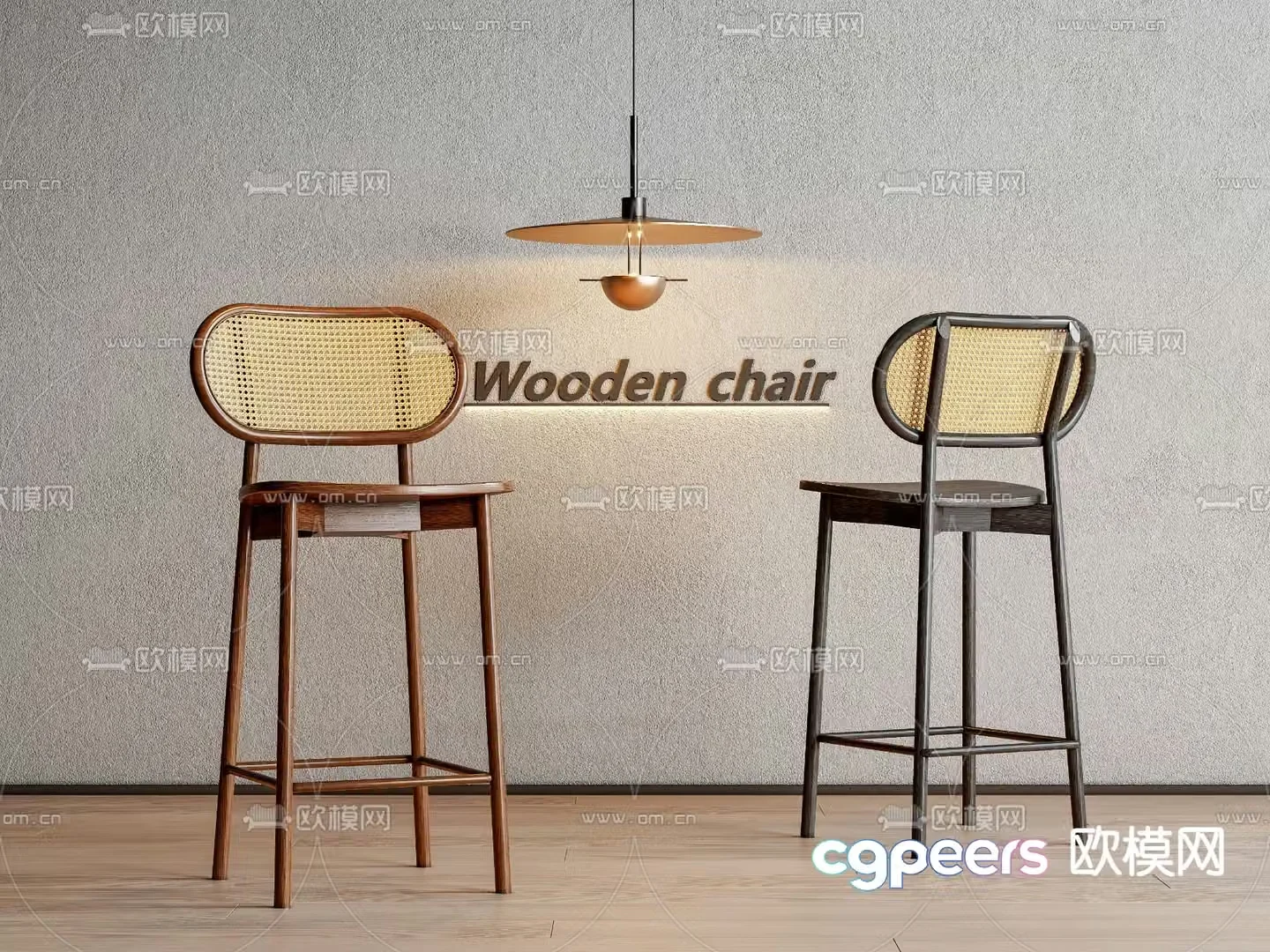 Nordic bar stool bar stool high stool 3d model