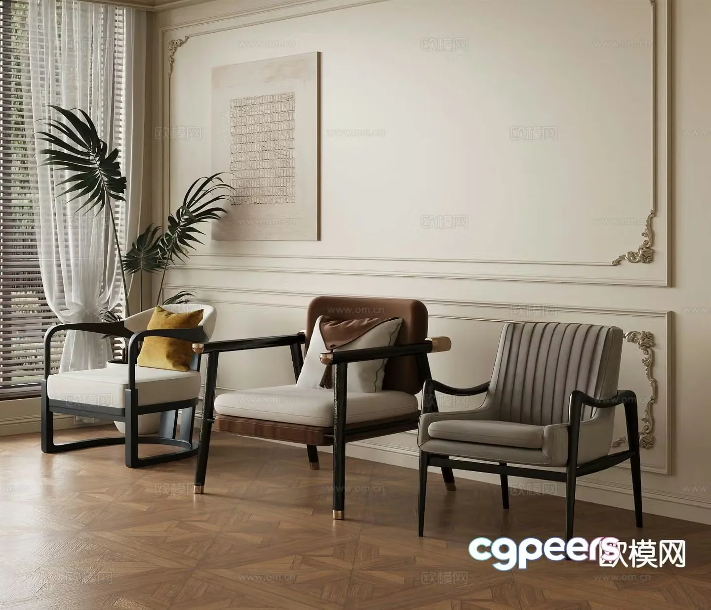 New Chinese style chair leisure chair cloth chair 3d model
