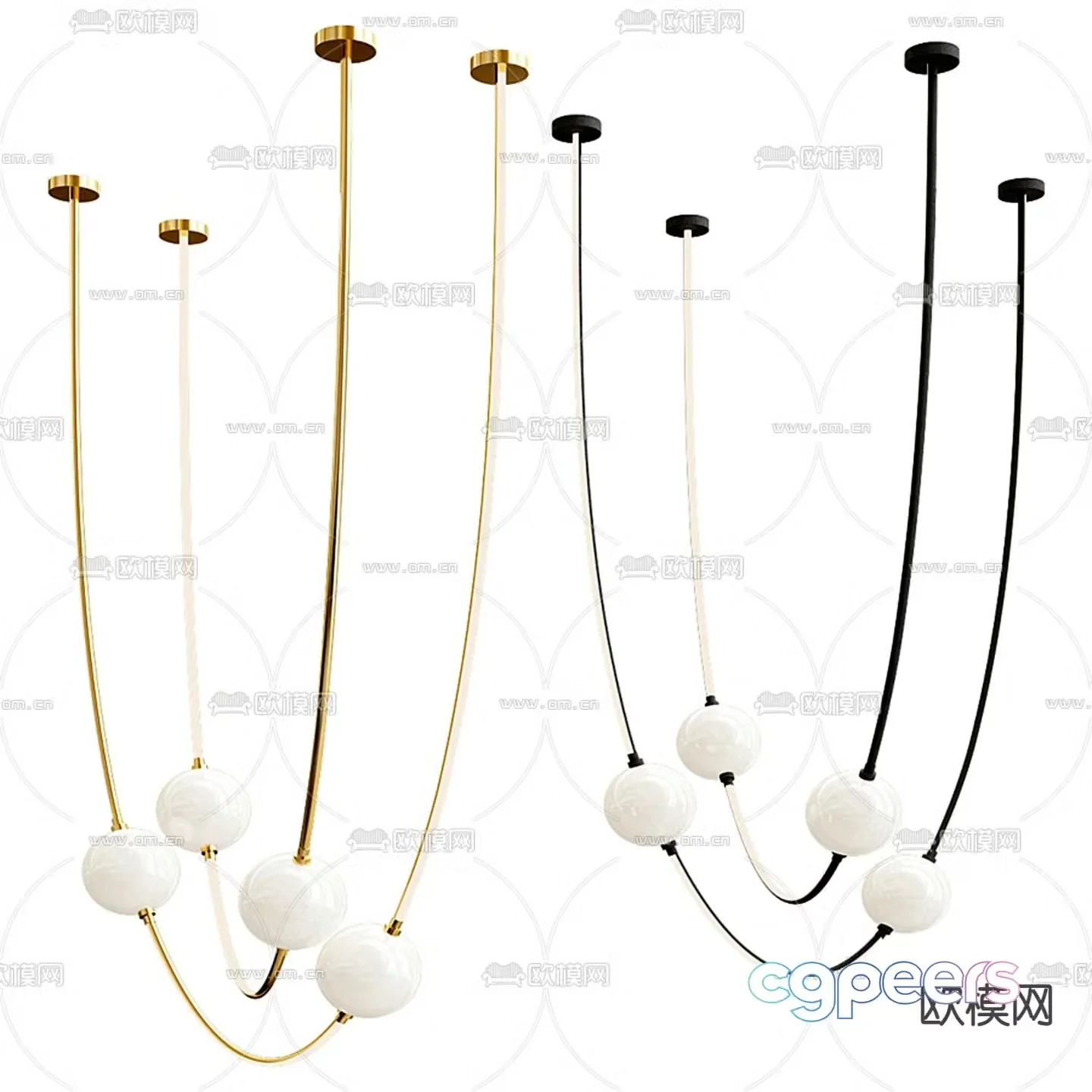 B&B italia light luxury style curve chandelier 3d model