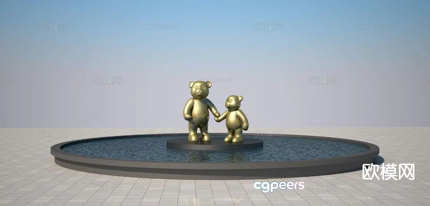 Modern bear cartoon sculpture 3d model