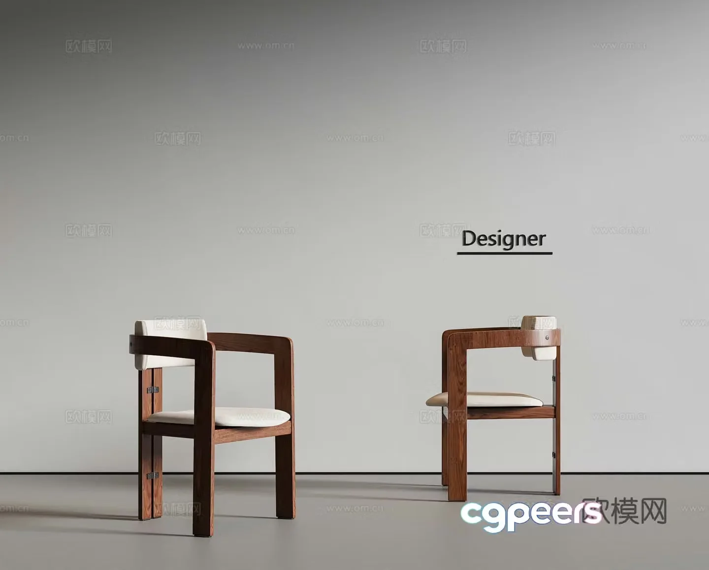 Medium style single chair dining chair 3d model