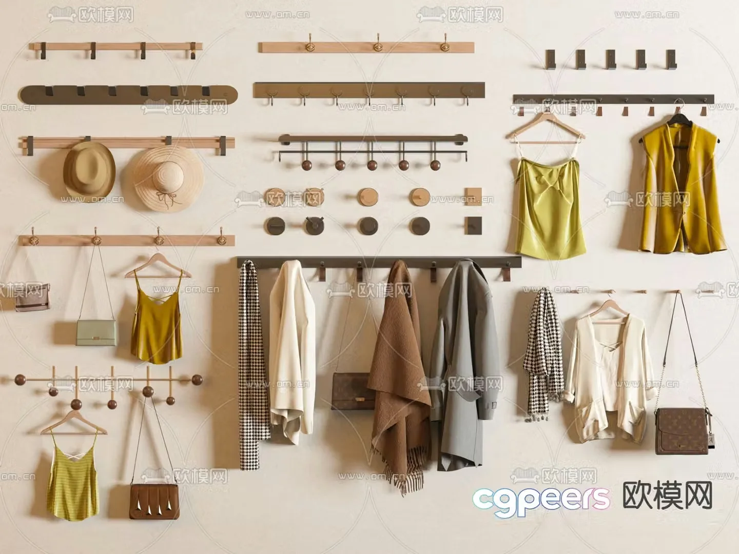 coat hook wall hanger clothes 3d model
