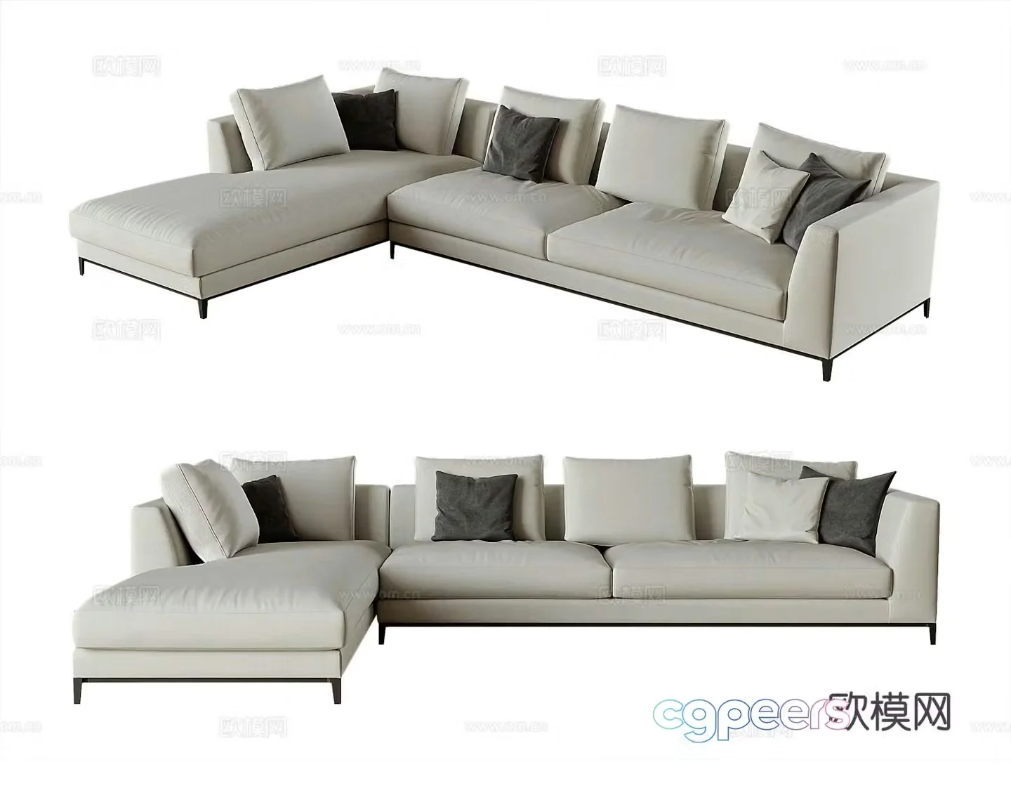 Modern multi-seater sofa corner sofa 3d model
