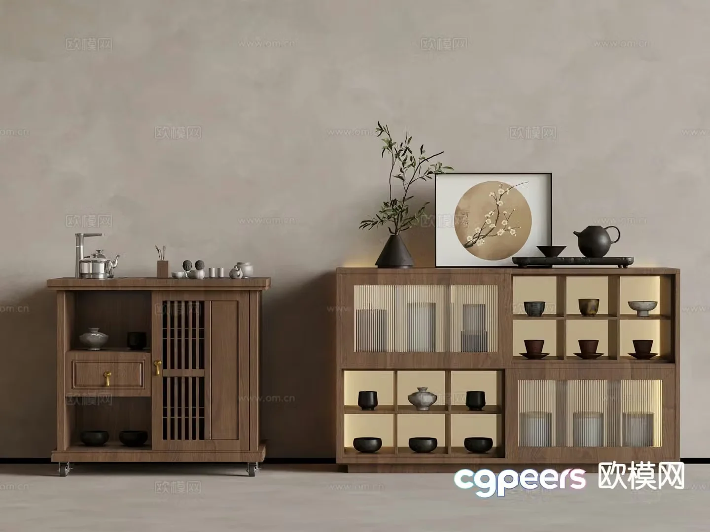 New Chinese style tea cabinet 3d model