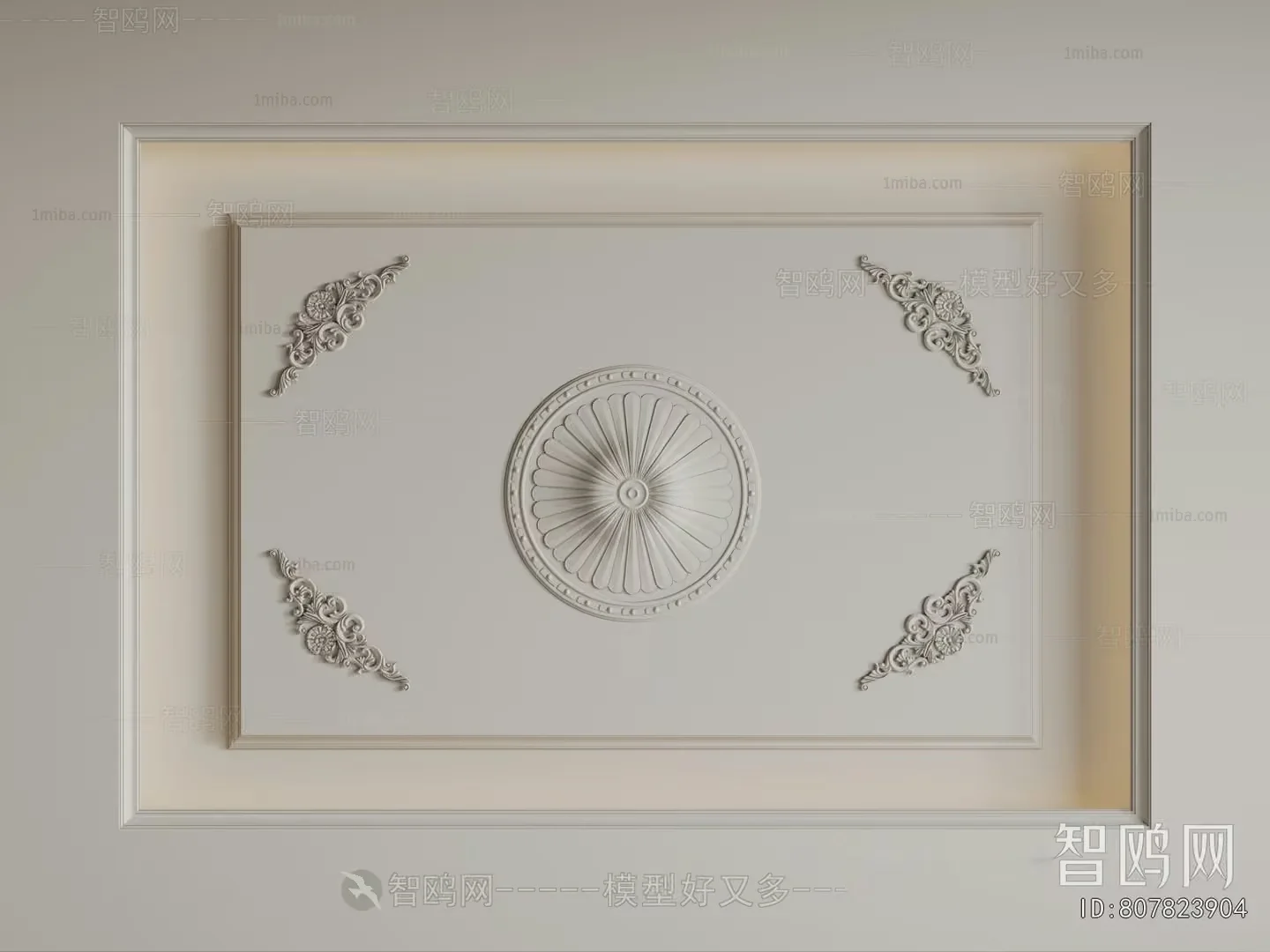 A Decorative Ceiling Design 3D Model – 9139 – VRAY Render