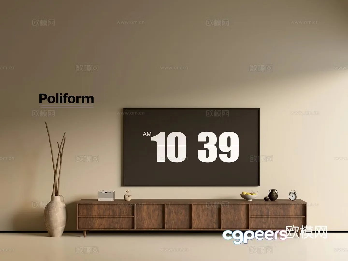 Modern wood grain TV cabinet simple side cabinet chest of drawers low cabinet whole cabinet side cabinet balcony 3D model