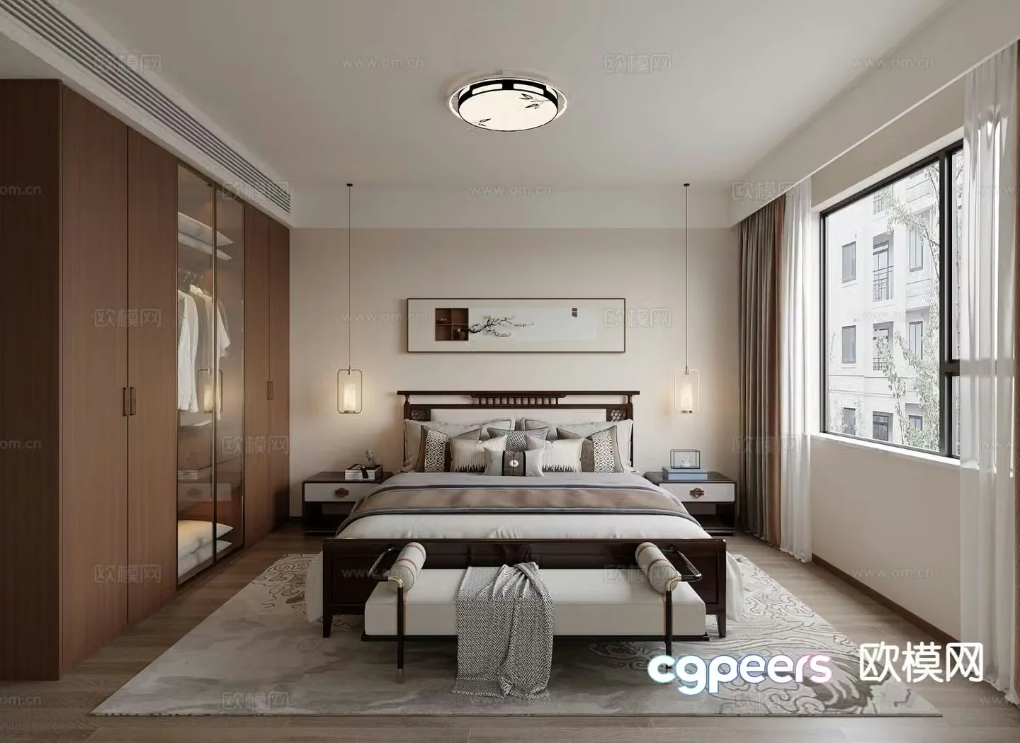 New Chinese style bedroom master bedroom 3d model