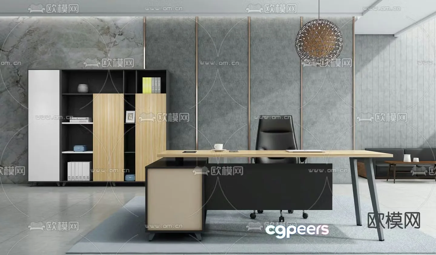 Modern office desk office desk boss desk 3d model