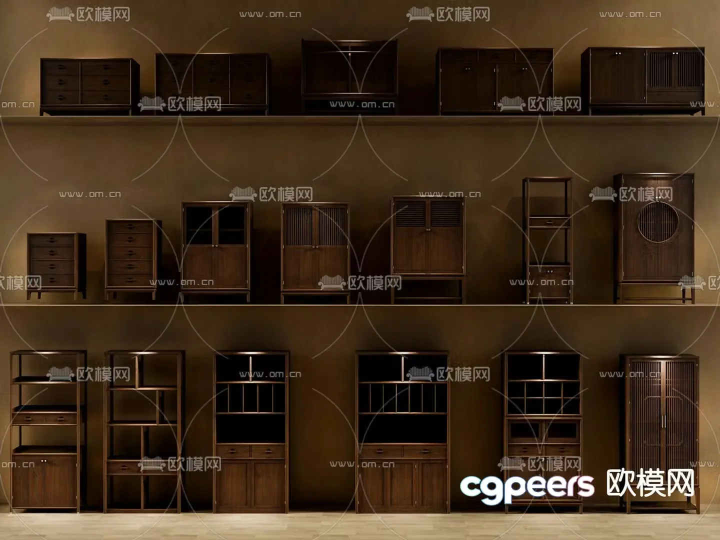 Chinese side cabinet 3D model of porch cabinet