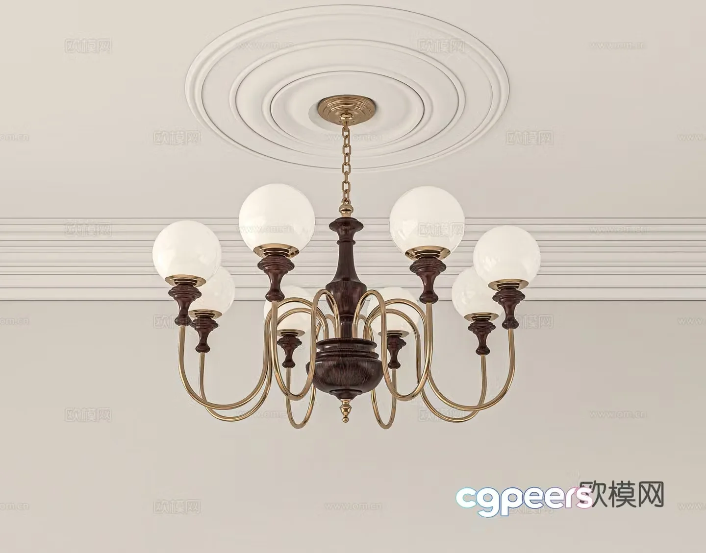 French retro living room chandeliers 3d model
