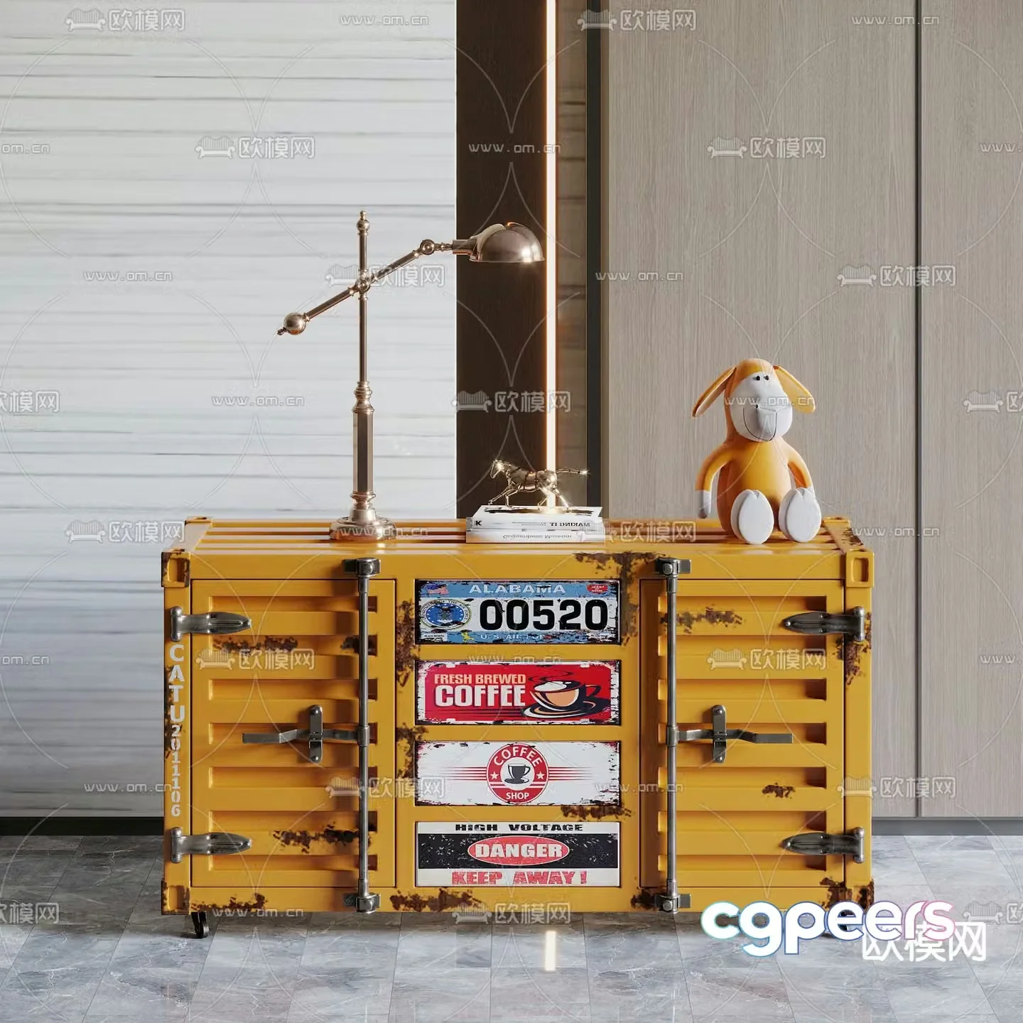 Industrial style children’s storage cabinet side cabinet 3D model