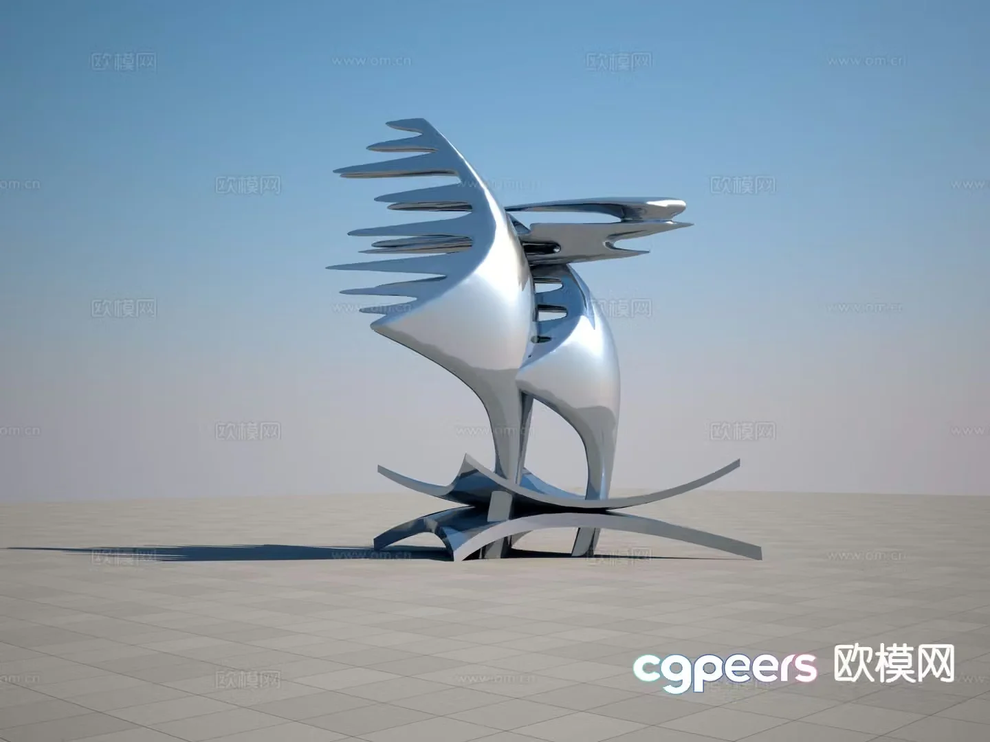 Modern sailing ship sculpture 3d model