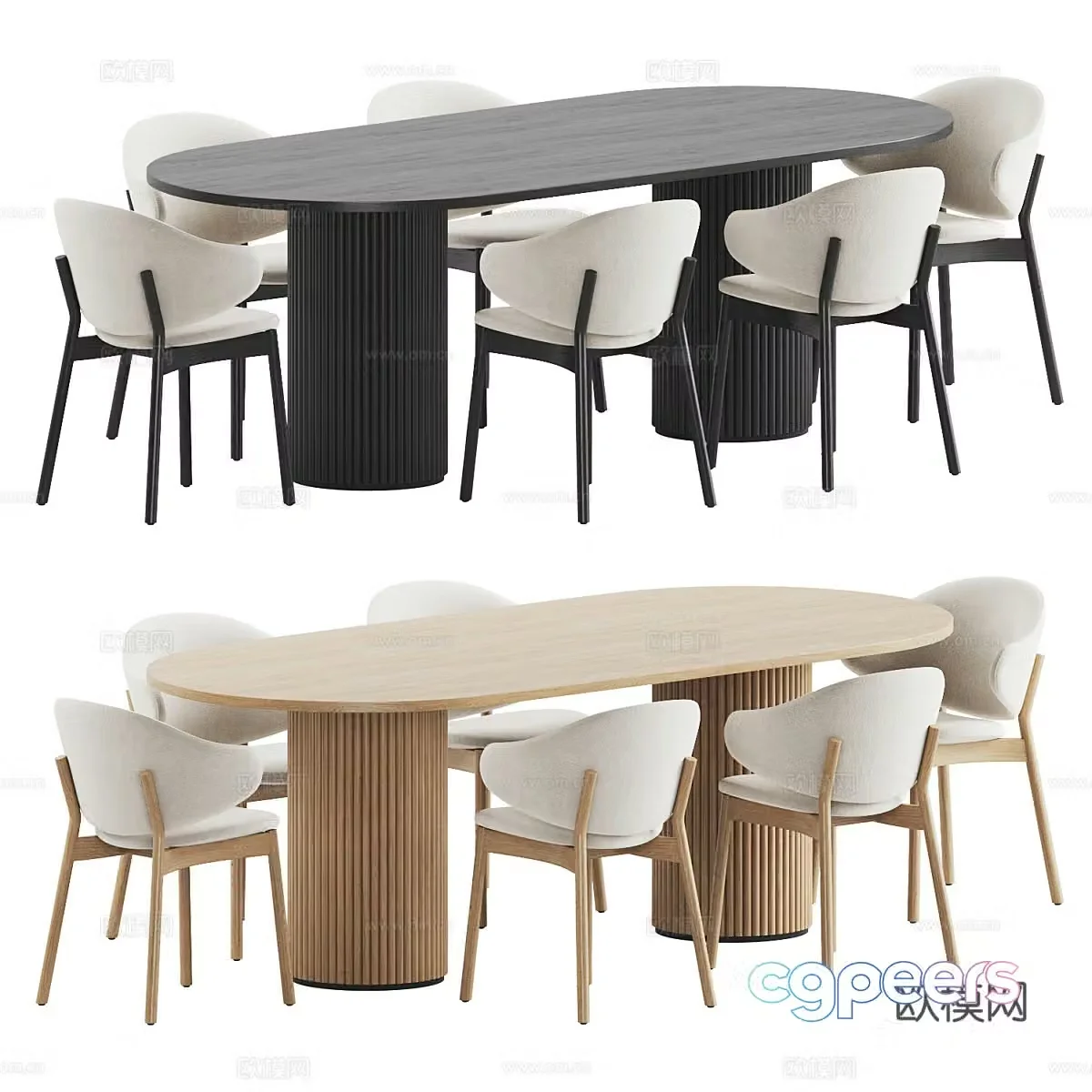 New Chinese dining table and chair 3D model