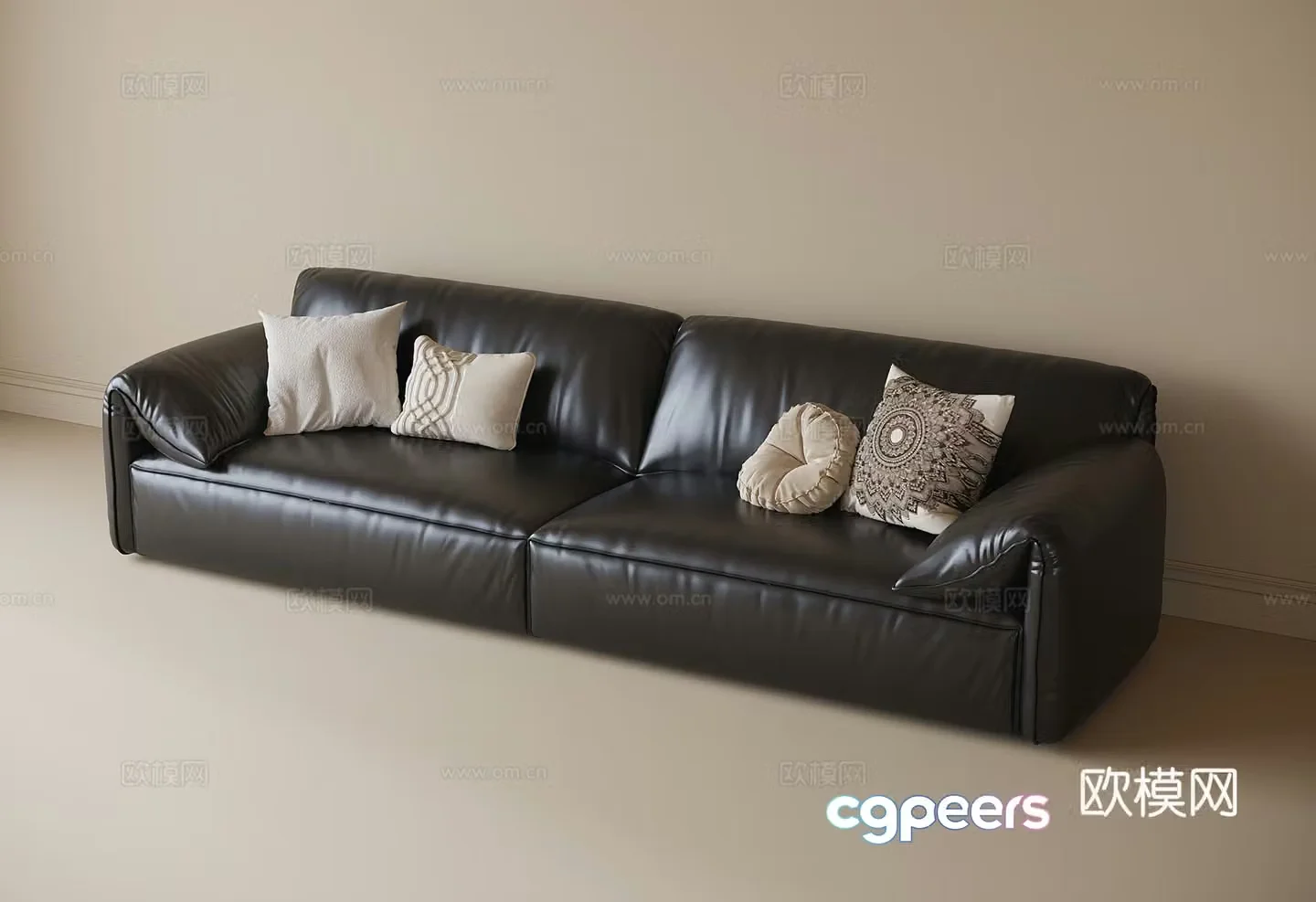 Double sofa leather sofa 3d model