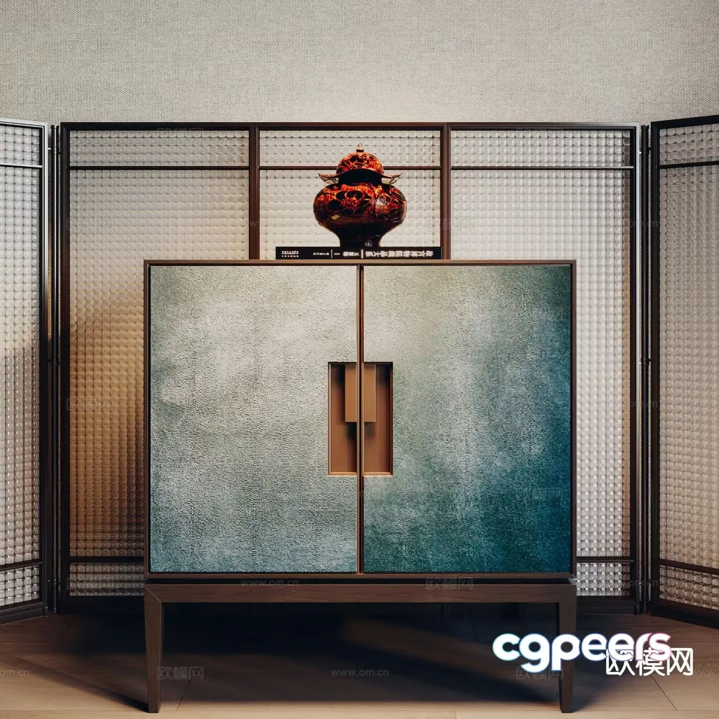 New Chinese style side cabinet entrance cabinet 3D model