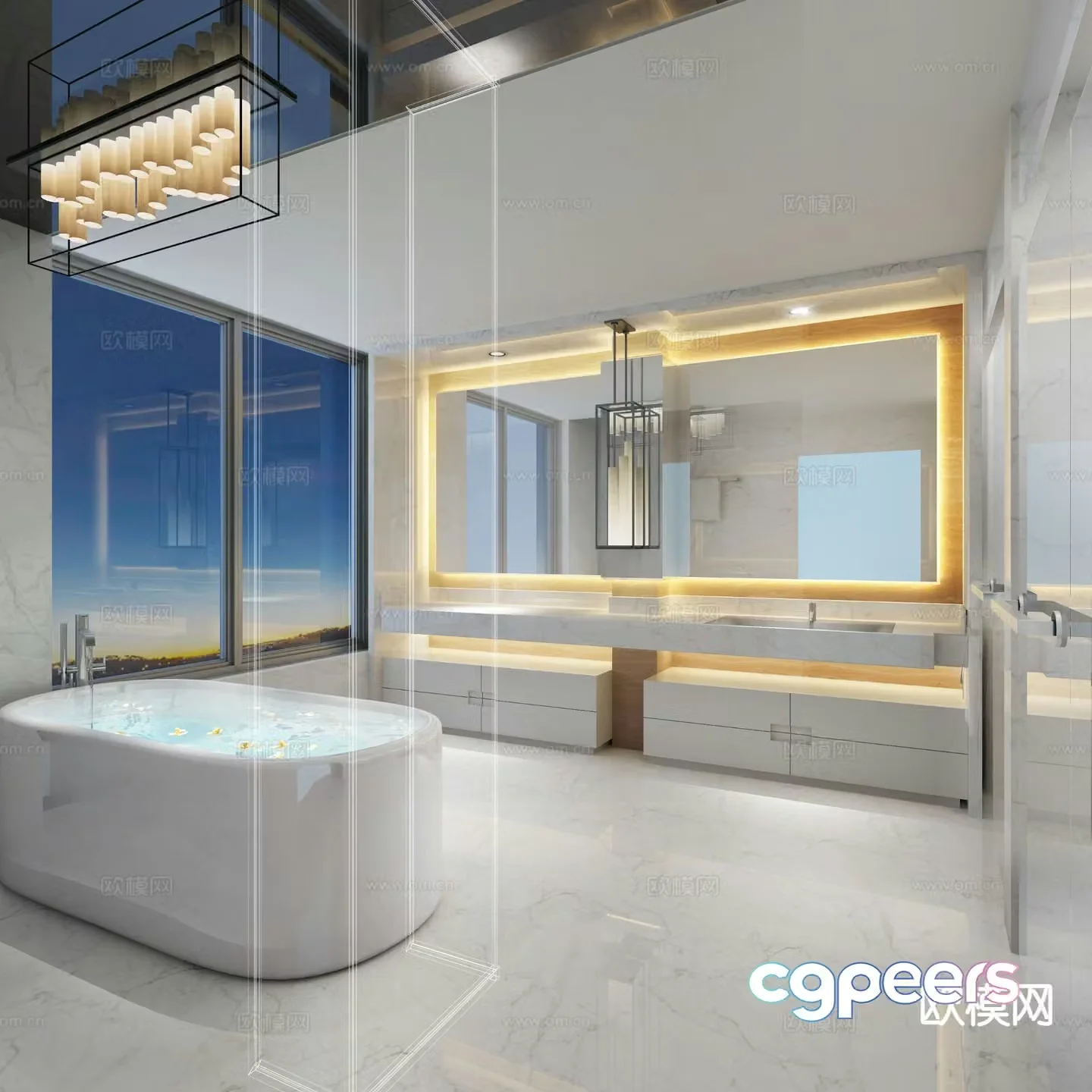 Modern villa bathroom bathroom master bathroom 3d model