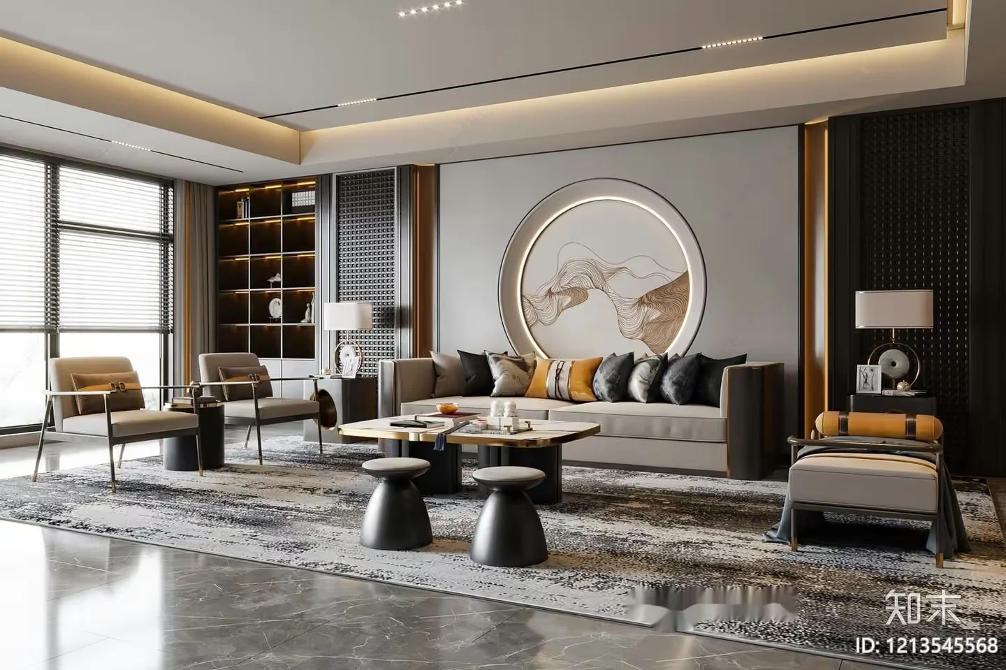 Modern Living Room 3D Model – 7589 – VRAY Render