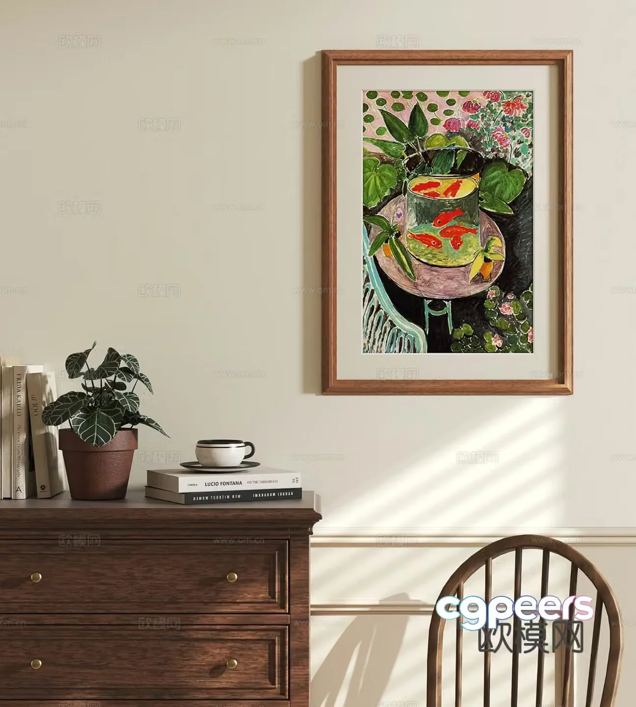 French retro hanging paintings decorative painting 3d model