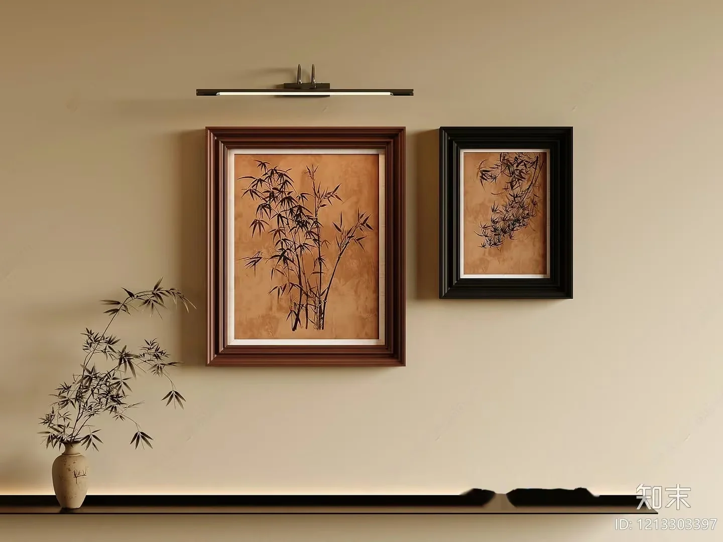 A Bamboo Painting In A Frame 3D Model – 6578 – VRAY Render