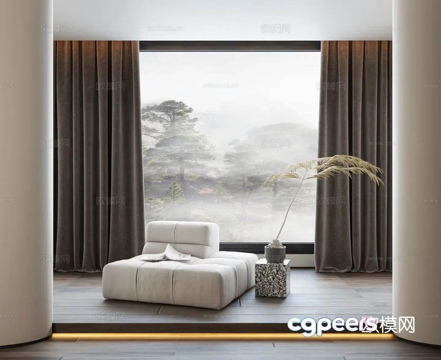Modern style curtain 3d model