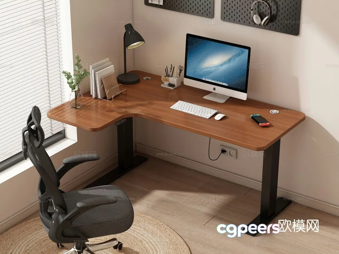 Computer desk and chair desk and chair Office supplies Lifting computer desk 3D model