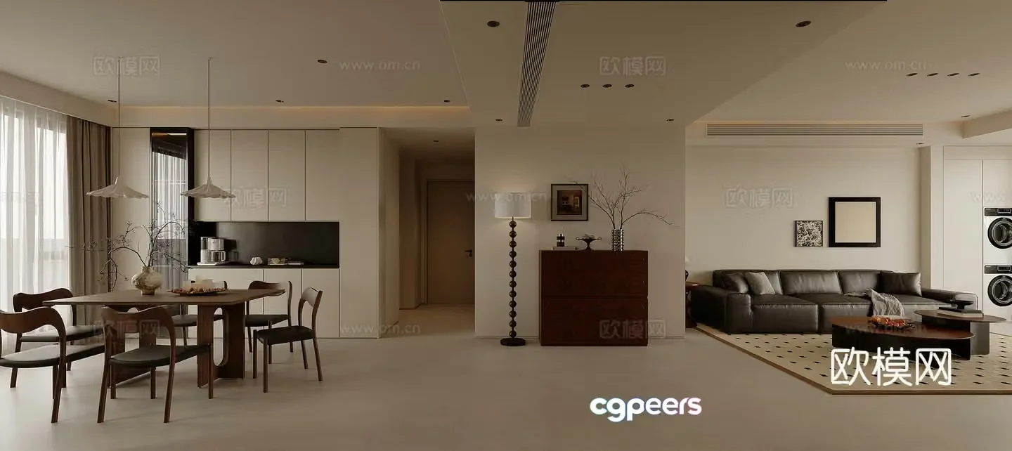 Middle-aged living room 3d model