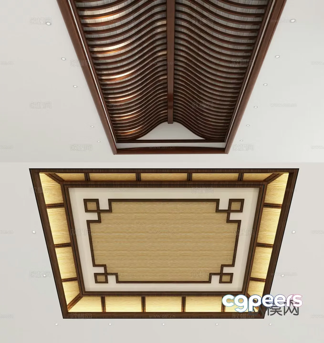 New Chinese style ceiling living room ceiling grille ceiling 3d model