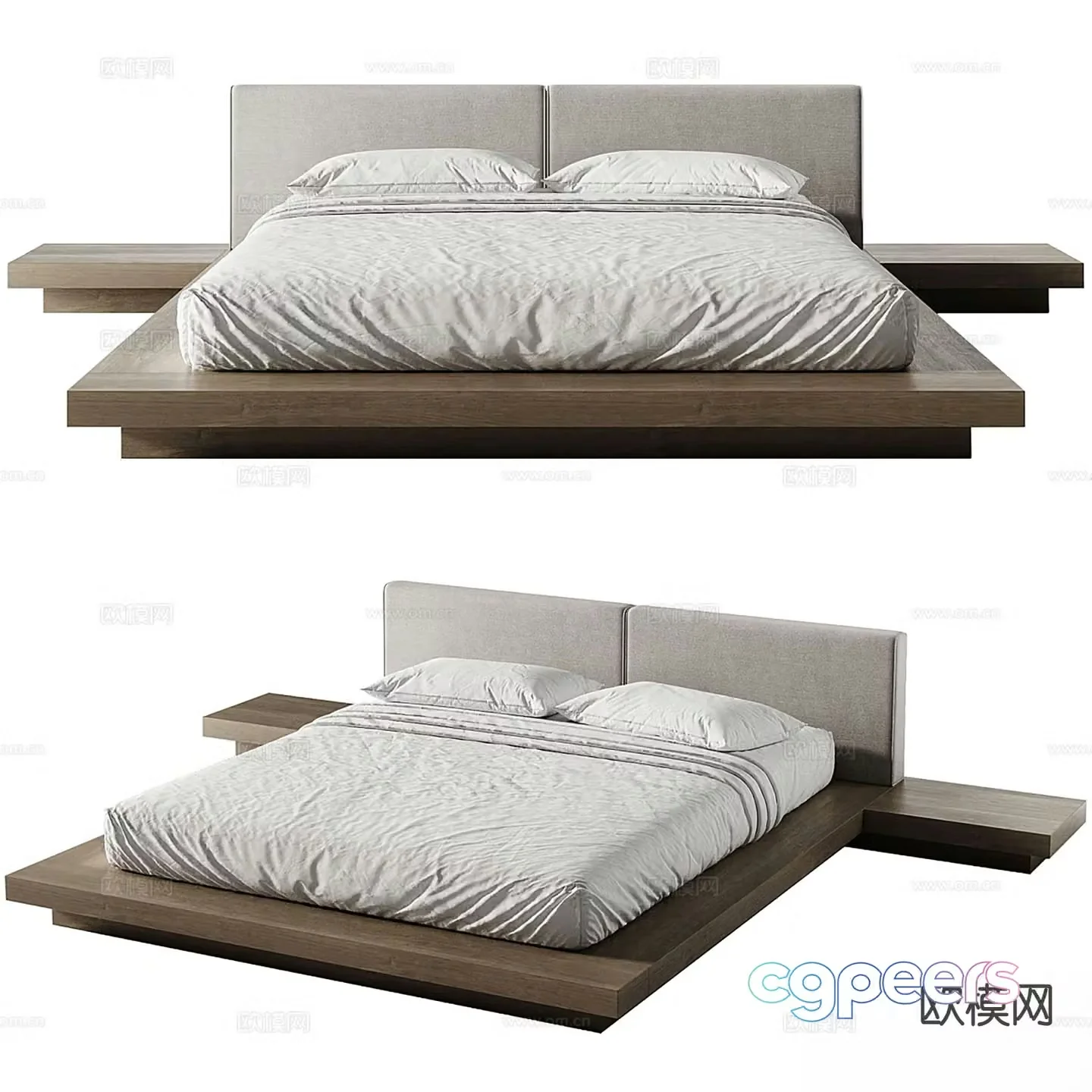 Modern double bed 3d model