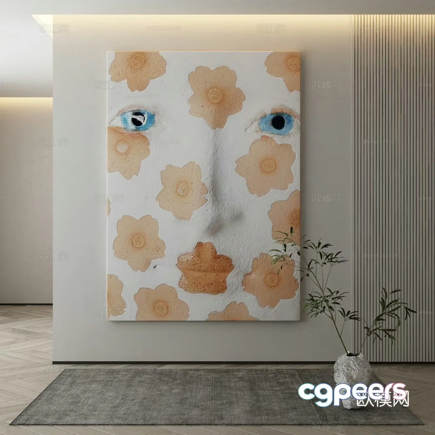 Modern texture painting decorative painting 3d model