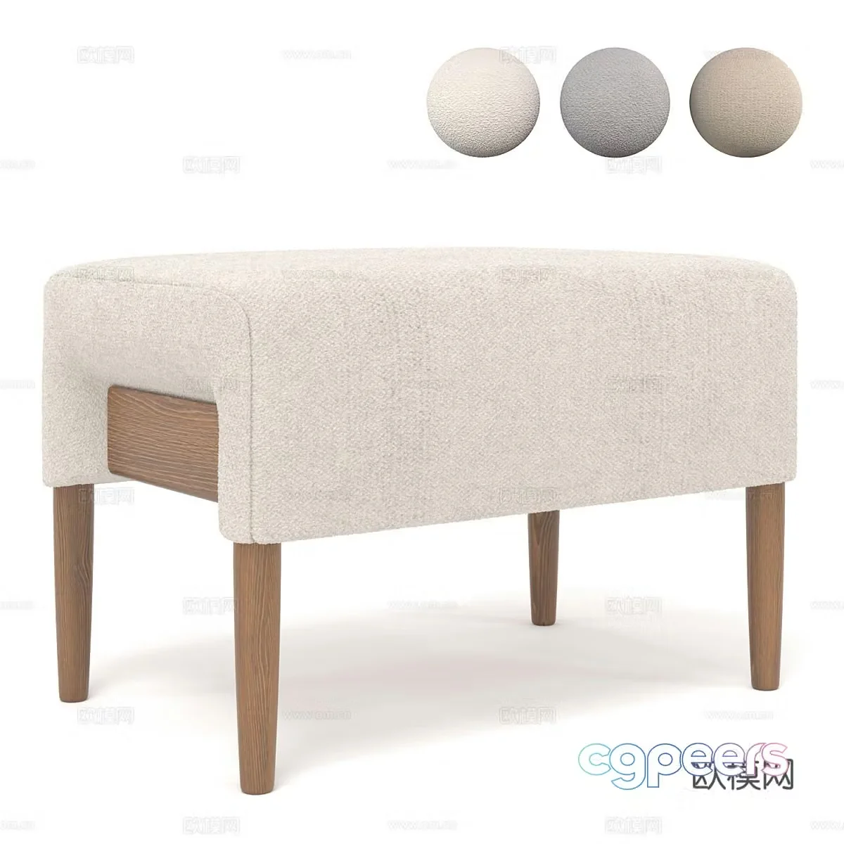 New Chinese style fabric stool 3D model