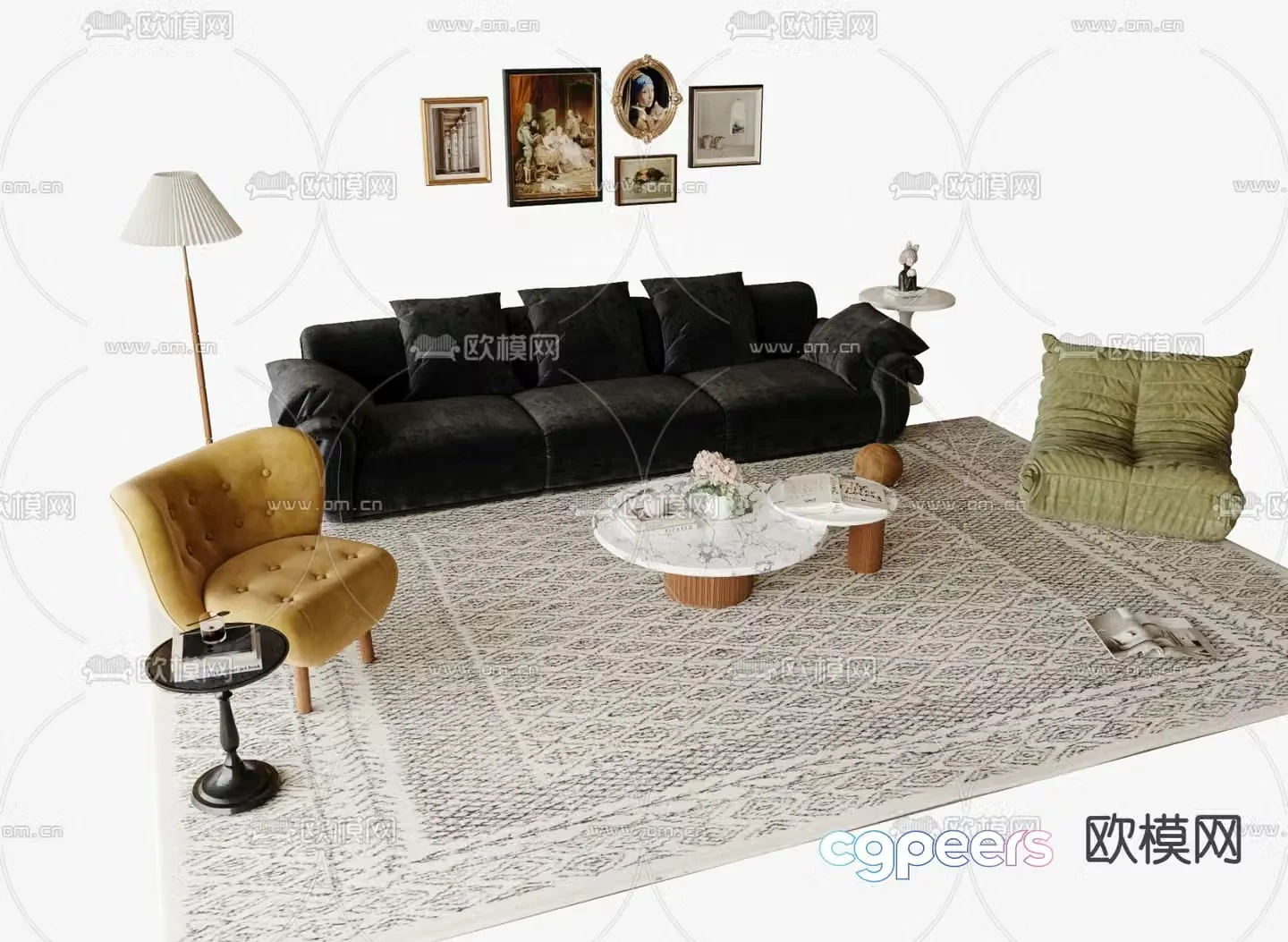 Medieval style modular sofa 3D model
