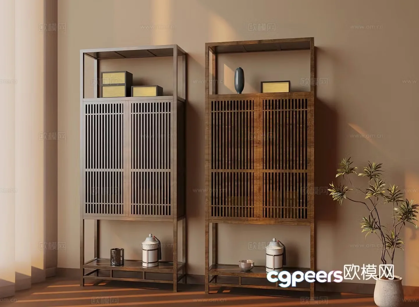 New Chinese style tea cabinet finished cabinet 3d model