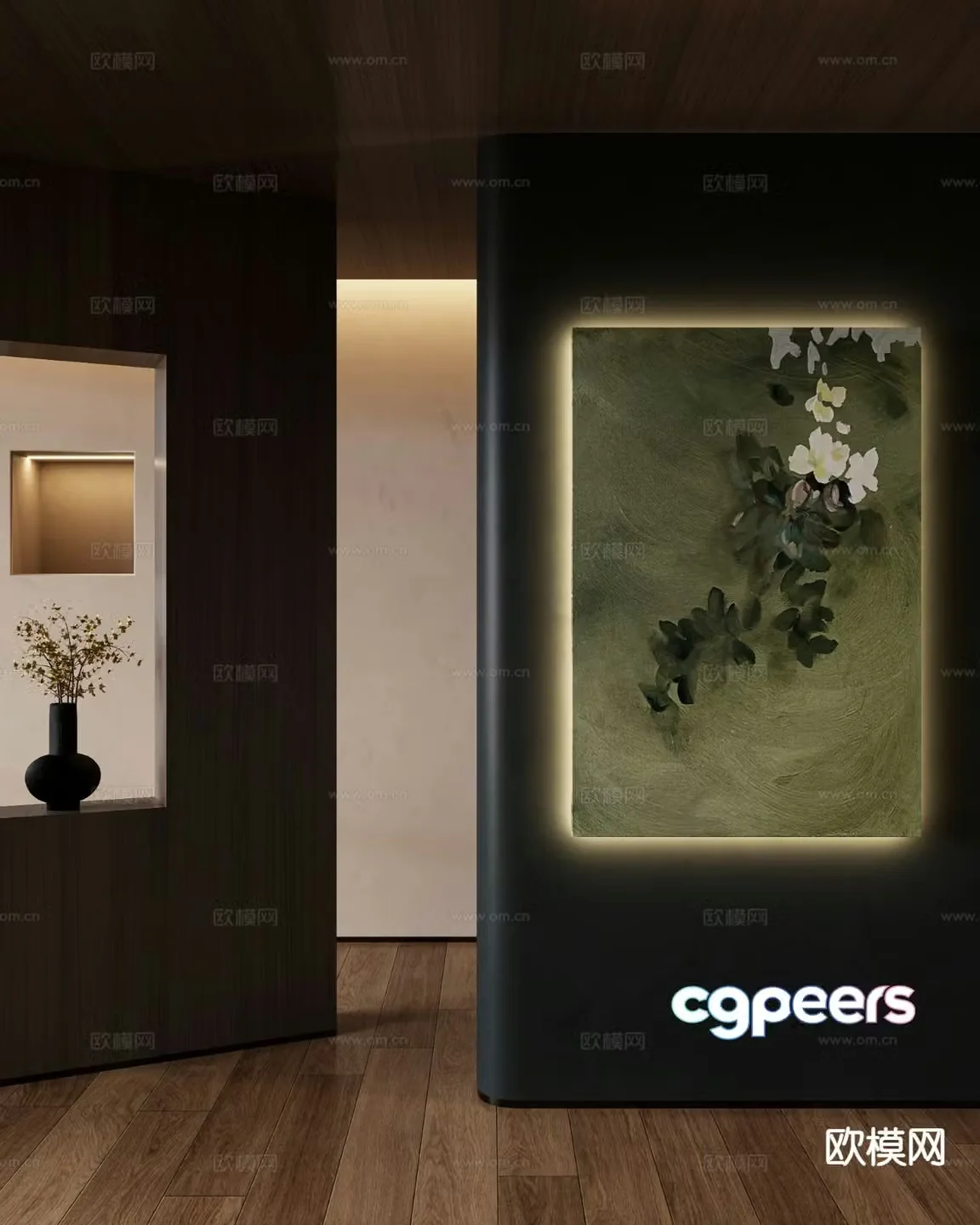 Medieval style flower painting decorative painting 3d model