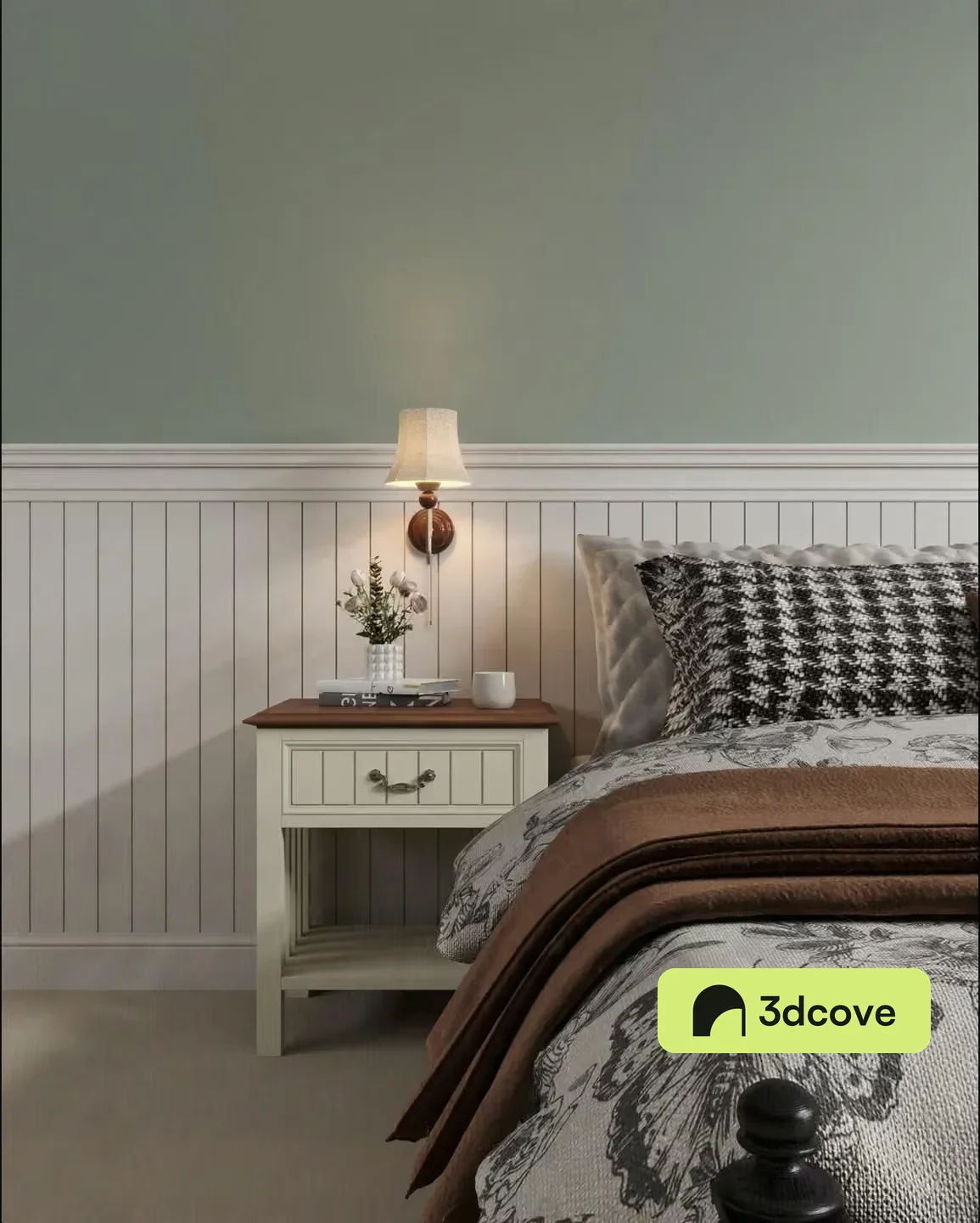 A Bed With A Butterfly Print