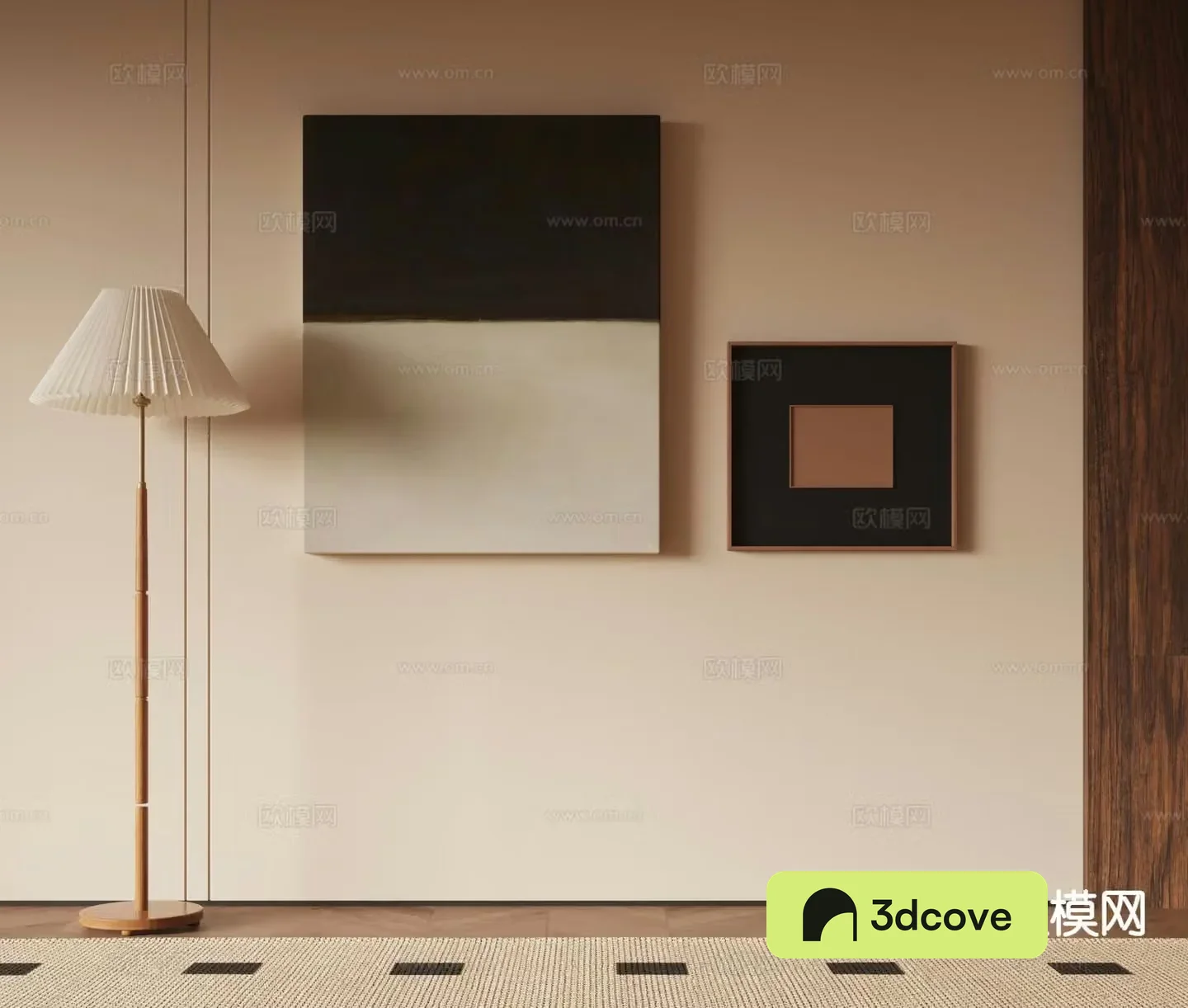 Middle-aged style hanging paintings black and white hanging paintings 3D model