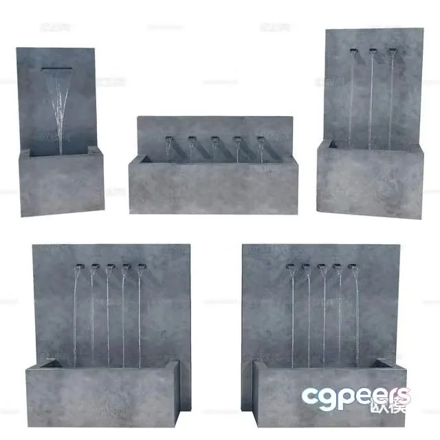 Courtyard water feature wall water feature garden water feature 3d model