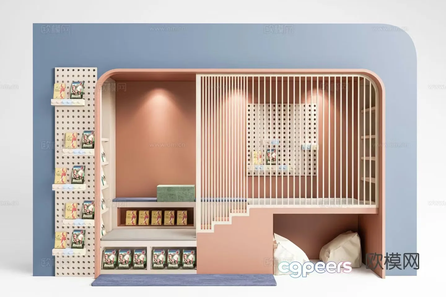 Creative bookcase bookshelf 3d model