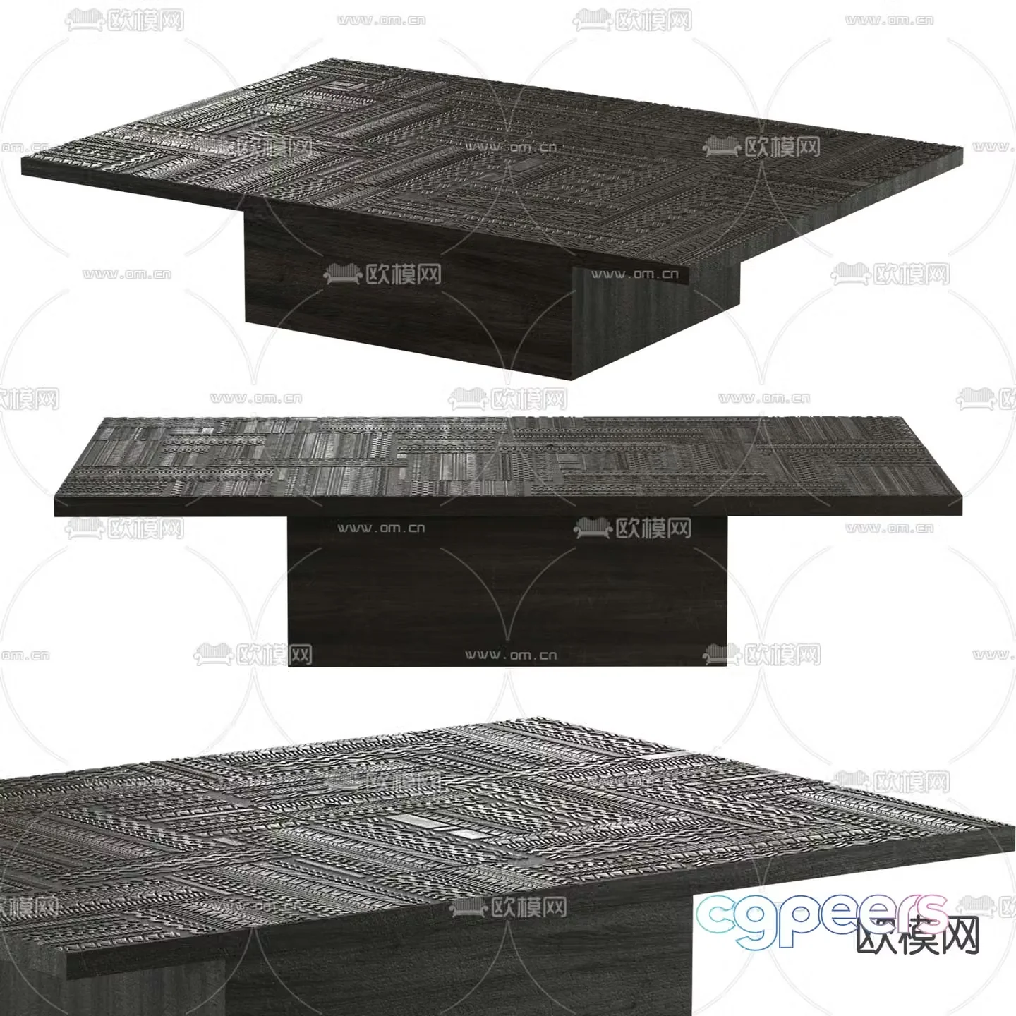 Relief coffee table square table 3d model