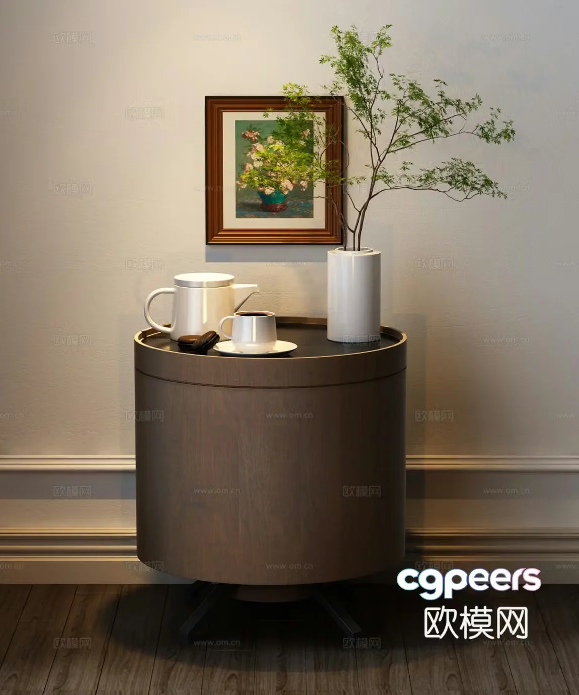 Modern medieval style bedside table 3D model