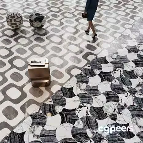 A Person Walking On A Patterned Floor 3D Model – 21658 – CORONA Render