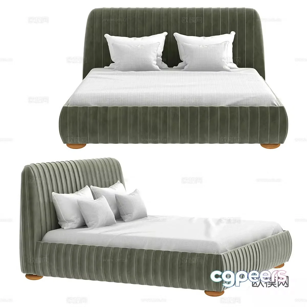Modern french double bed 3d model