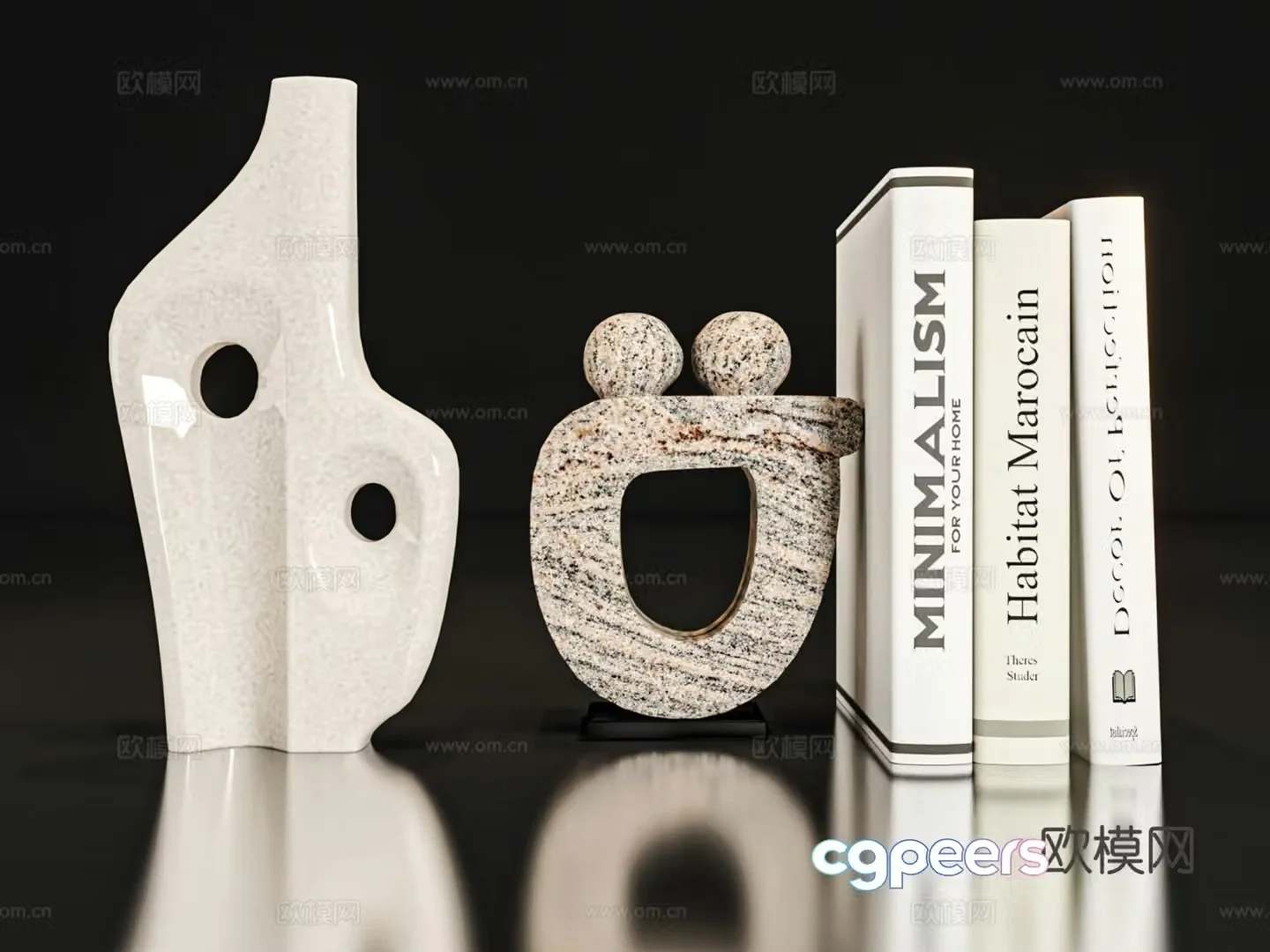 Ornaments books vase 3d model