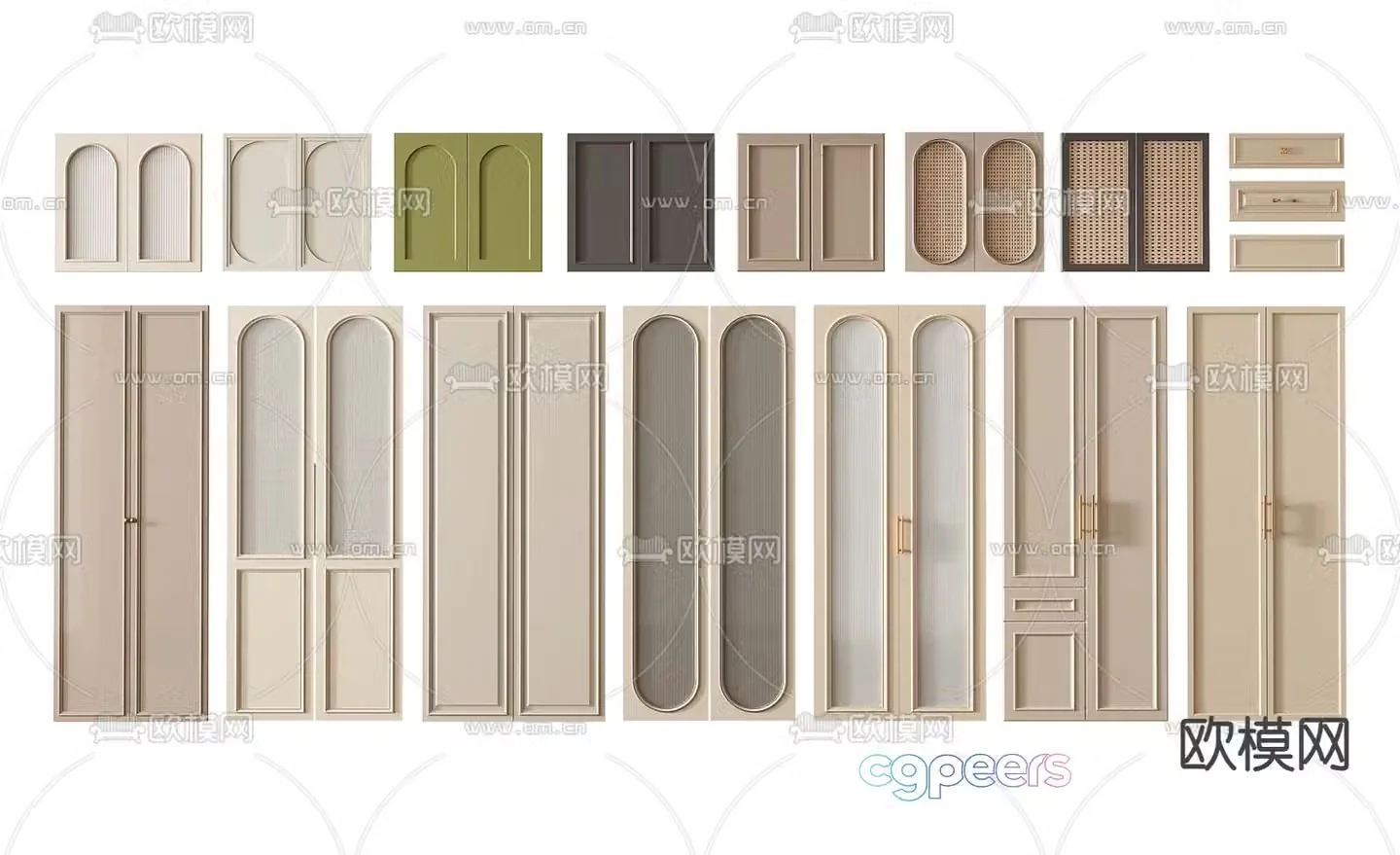 French wardrobe door door 3d model