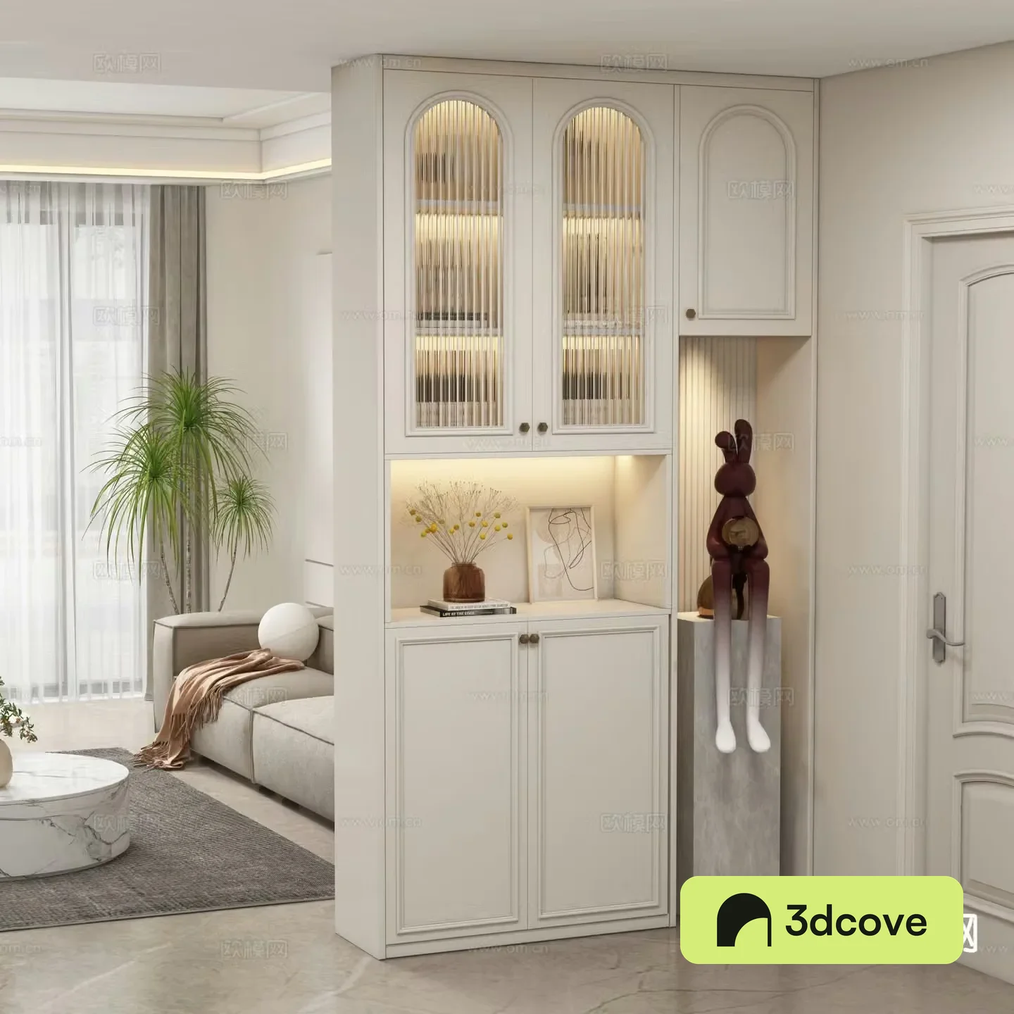 Cream style entrance cabinet shoe cabinet