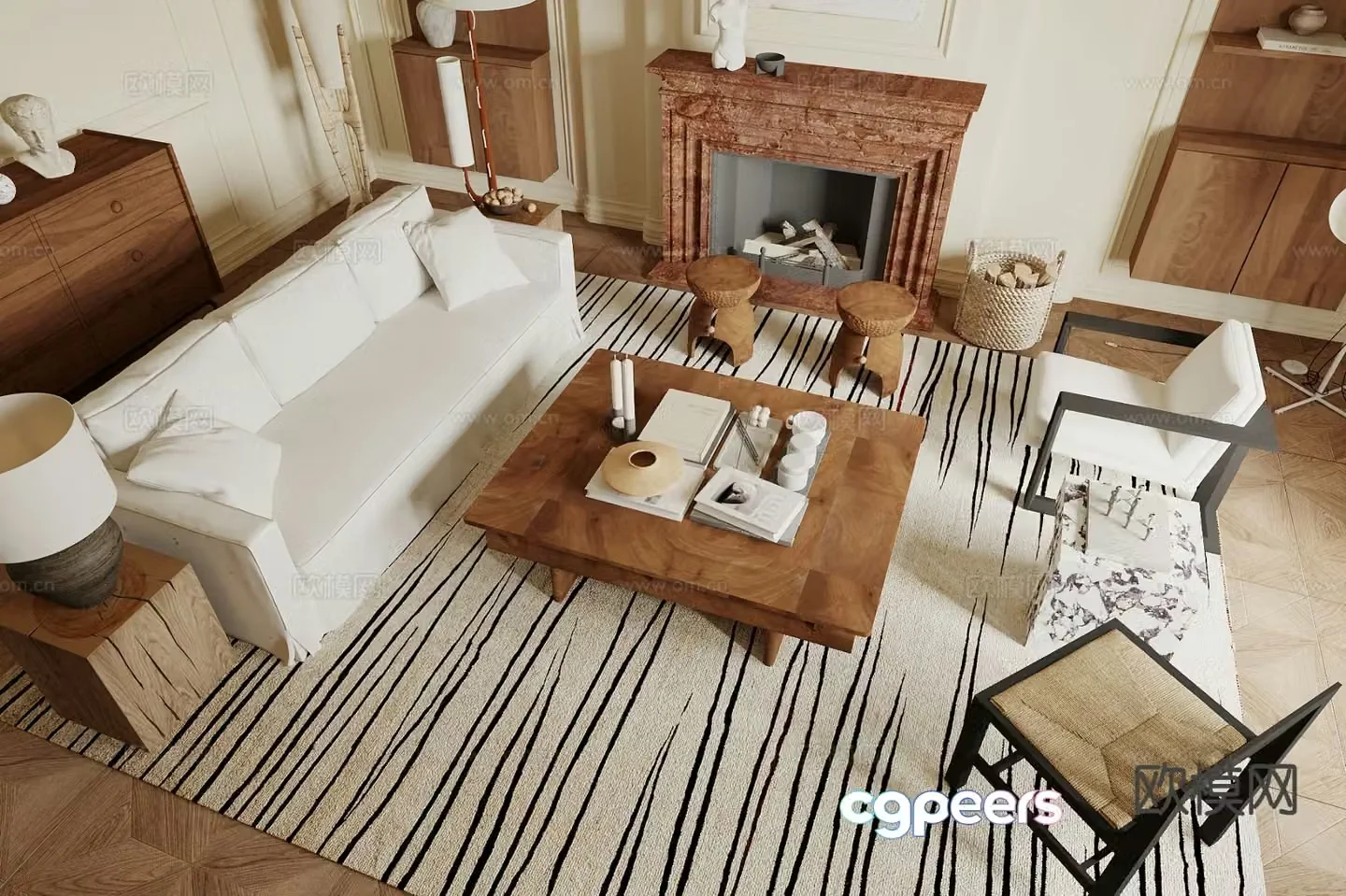 Middle style combination sofa 3D model
