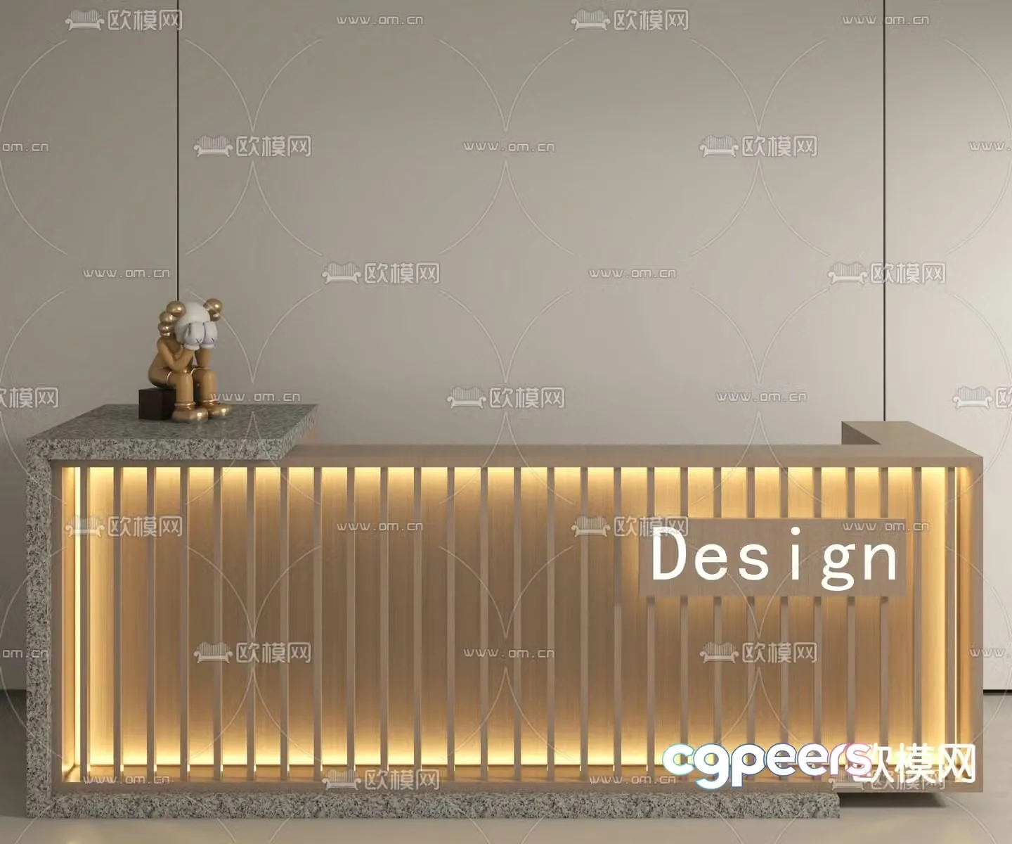 Modern front desk reception desk service desk 3d model