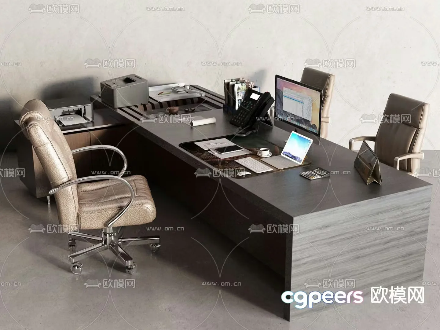 Modern executive desk desk 3d model